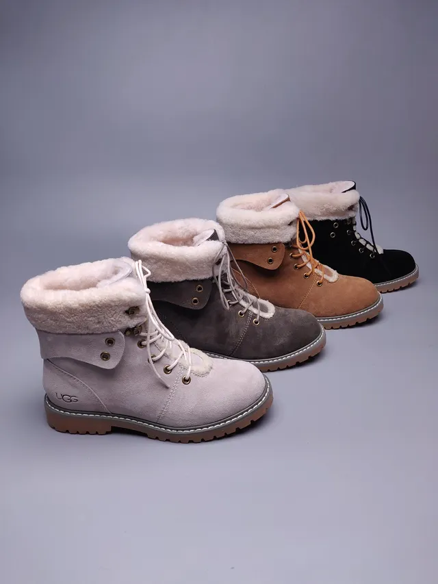 UGG Tasman Black Suede Shearling-Lined Lace-Up Ankle Boots 4
