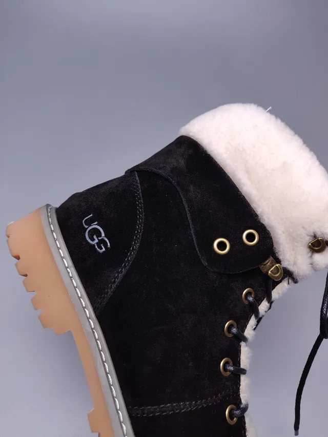 UGG Tasman Black Suede Shearling-Lined Lace-Up Ankle Boots 5
