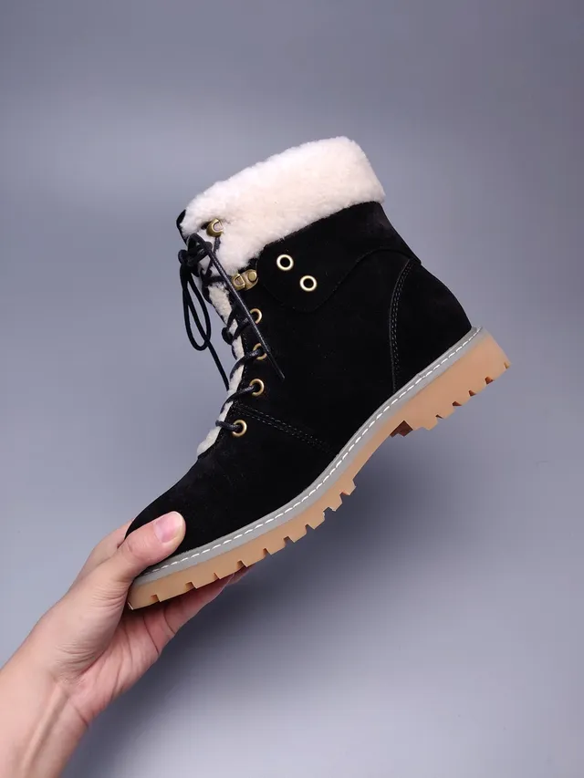 UGG Tasman Black Suede Shearling-Lined Lace-Up Ankle Boots 7