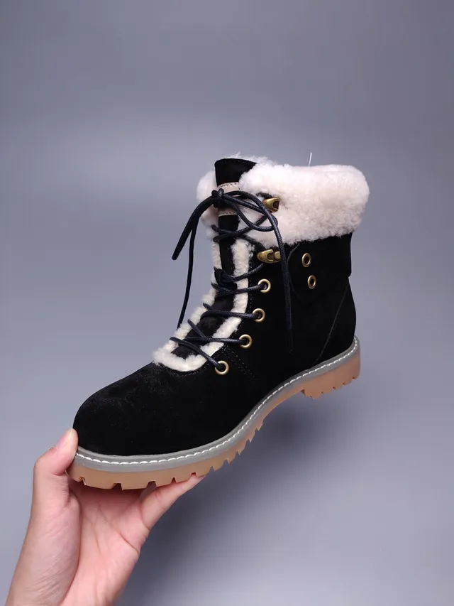 UGG Tasman Black Suede Shearling-Lined Lace-Up Ankle Boots 11