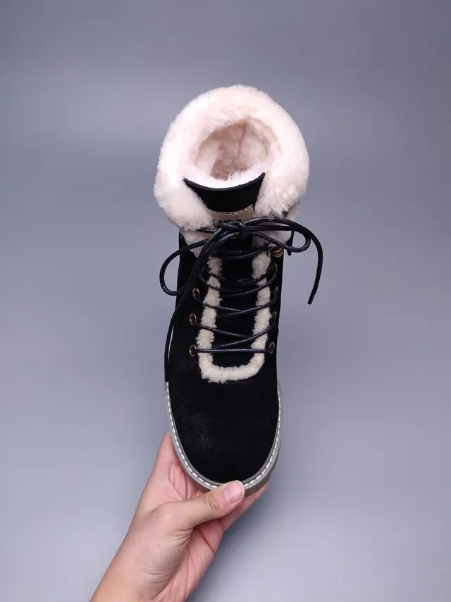 UGG Tasman Black Suede Shearling-Lined Lace-Up Ankle Boots 12