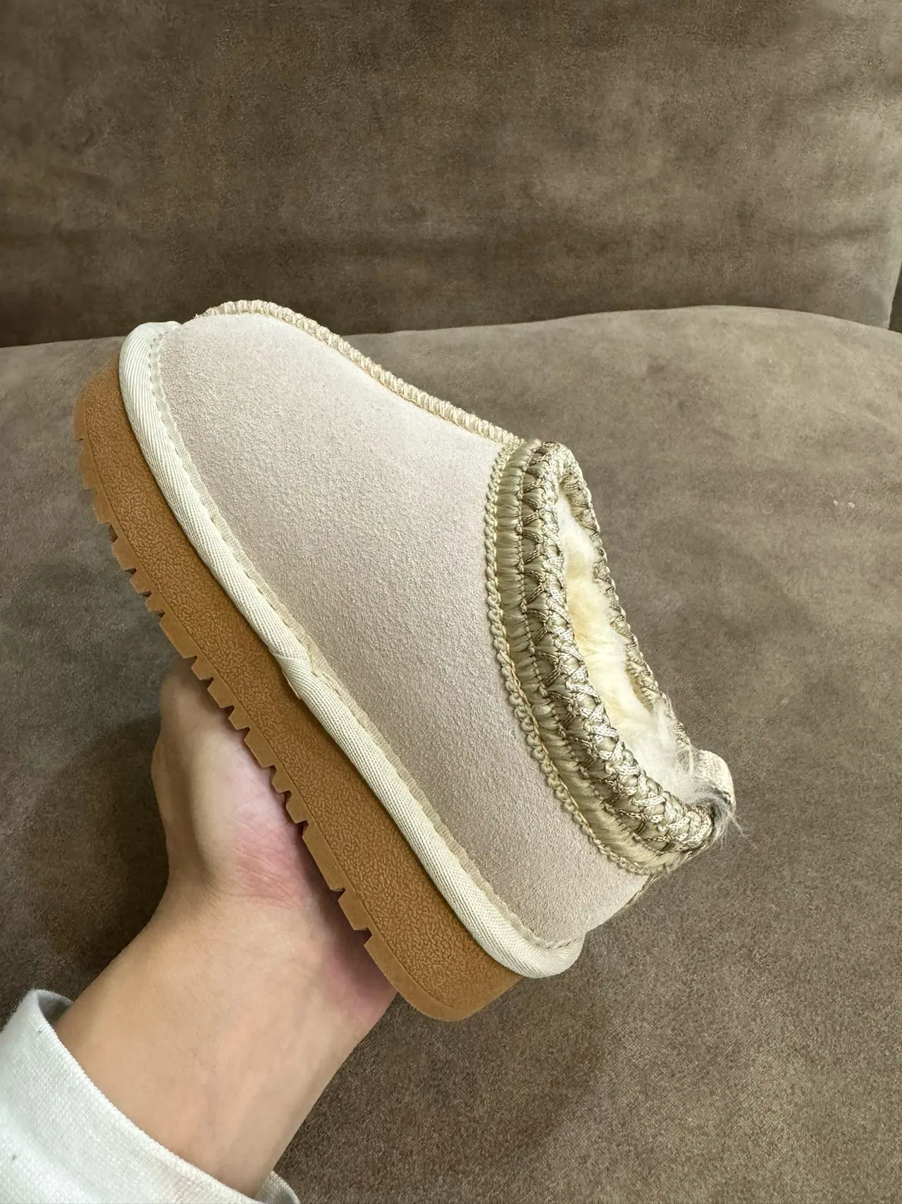 UGG Tasman Black Suede Zigzag Stitch Slip-On Casual Shoes 24