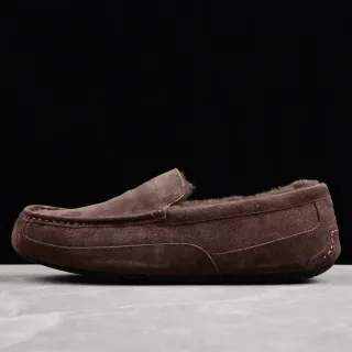UGG Tasman 棕色麂皮羊毛内里乐福鞋