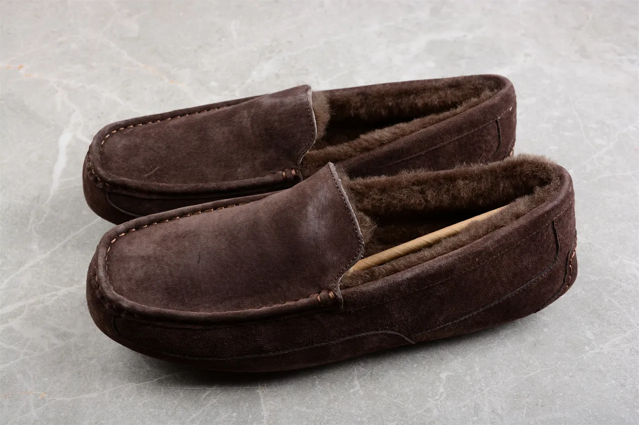 UGG Tasman Brown Suede Shearling-Lined Loafers 8