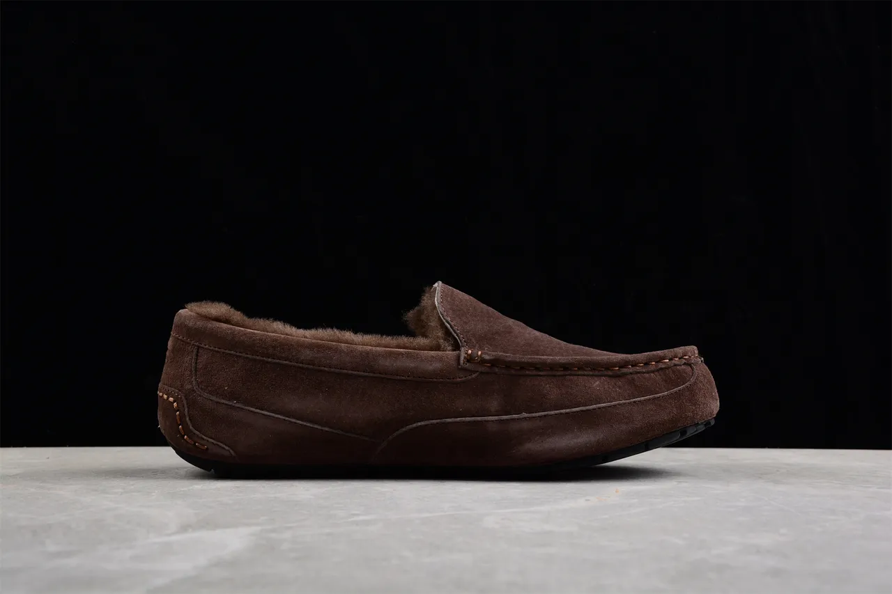 UGG Tasman Brown Suede Shearling-Lined Loafers 10