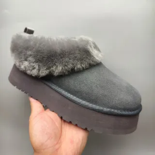 UGG Tasman Gray Platform Sole Shearling Collar Casual Shoes
