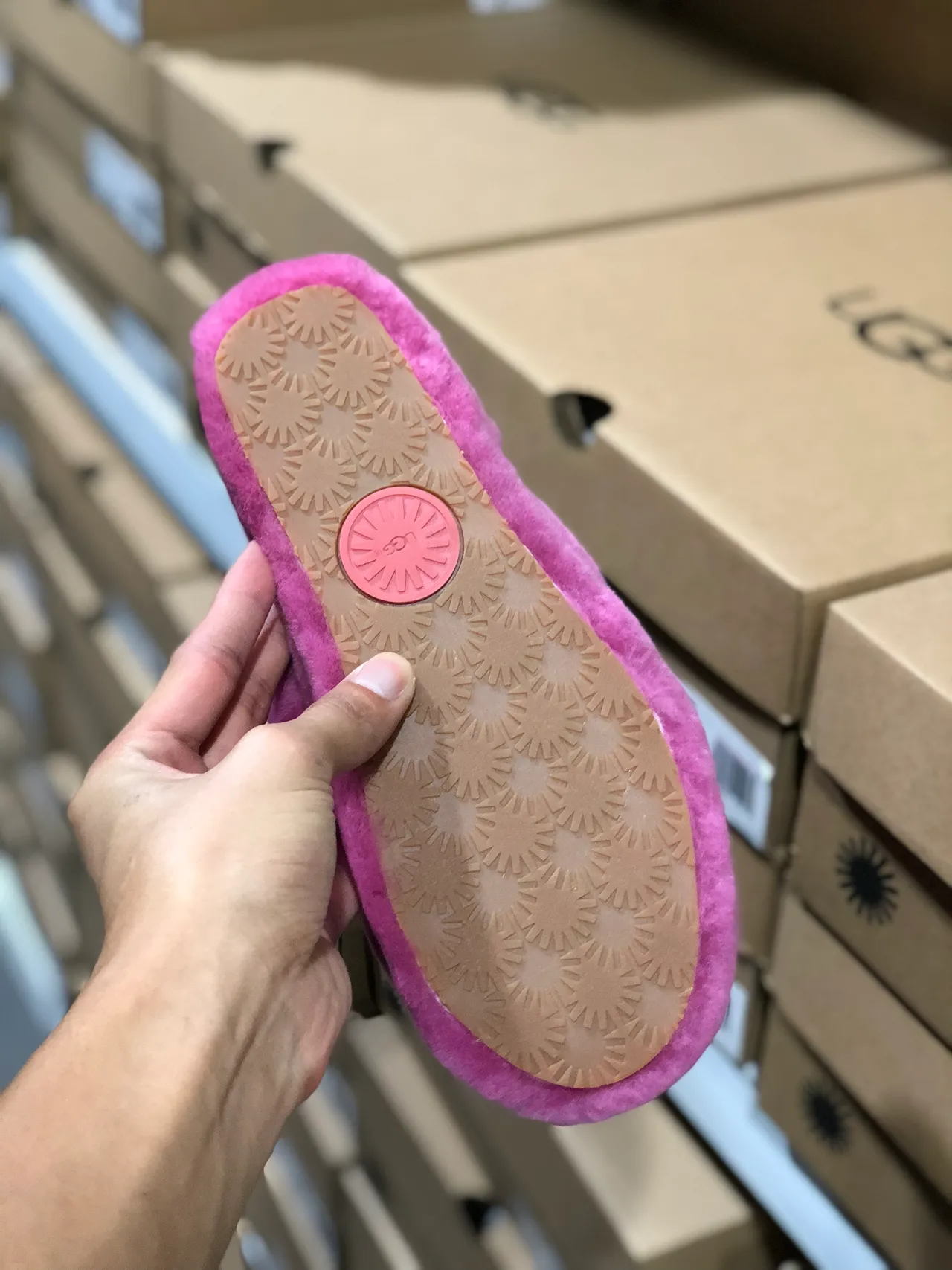 UGG Tasman Pink Fluffy Shearling Slippers 10