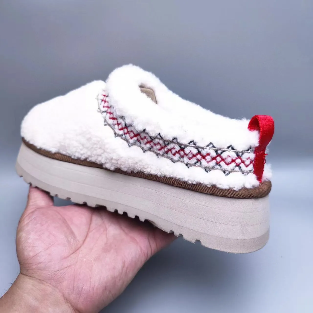 UGG White Beige Plush Shearling Platform Sole Casual Shoes 7