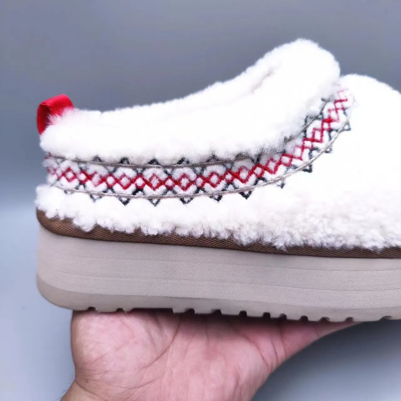 UGG White Beige Plush Shearling Platform Sole Casual Shoes 8