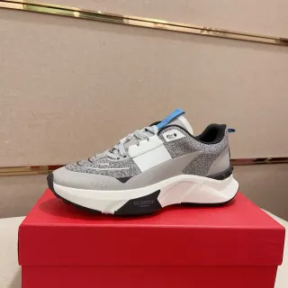 Valentino ধূসর সাদা সোল মিশ্রিত উপকরণ Chunky Sneakers