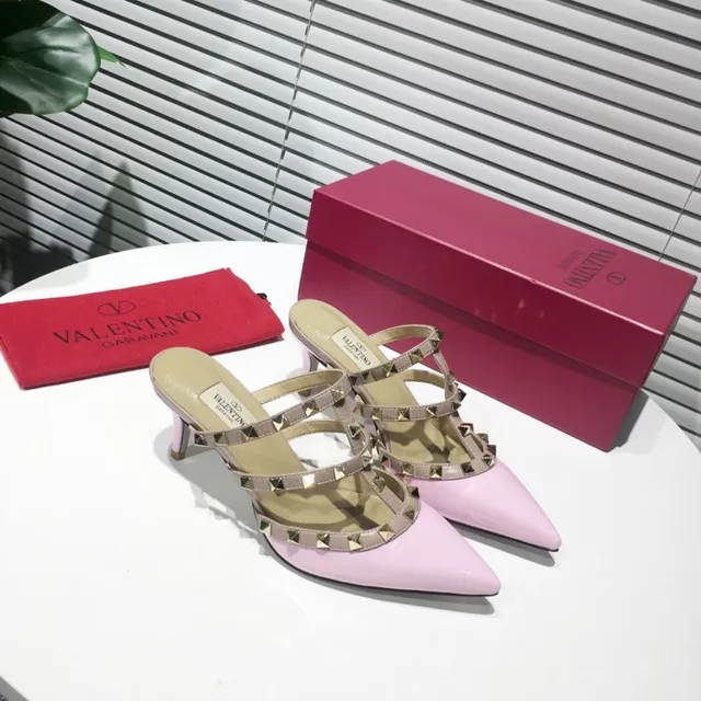 Valentino Rockstud Pink Patent Studded T-Strap Stilettos 2