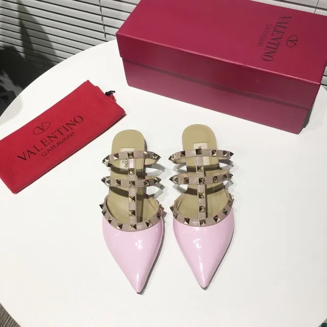Valentino Rockstud Pink Patent Studded T-Strap Stilettos 6