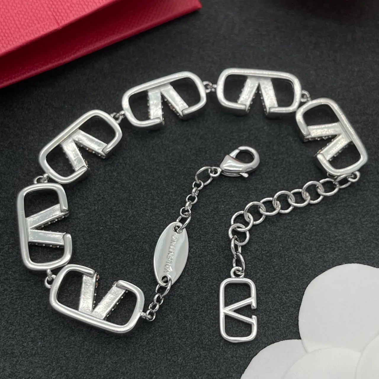 Valentino Silver Metal Pavé Crystal-Embellished Bracelet 3