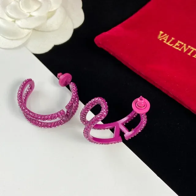 Valentino 螺旋镶嵌水晶 Fuchsia 耳环 2