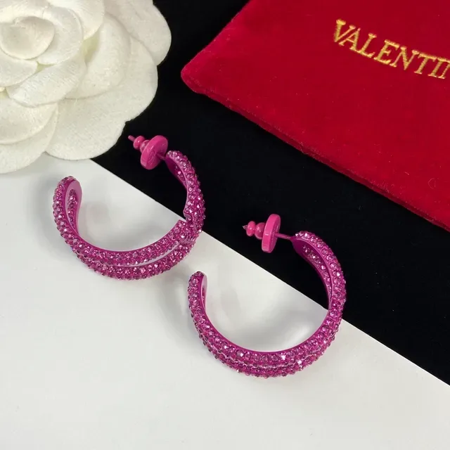 Valentino 螺旋镶嵌水晶 Fuchsia 耳环 3