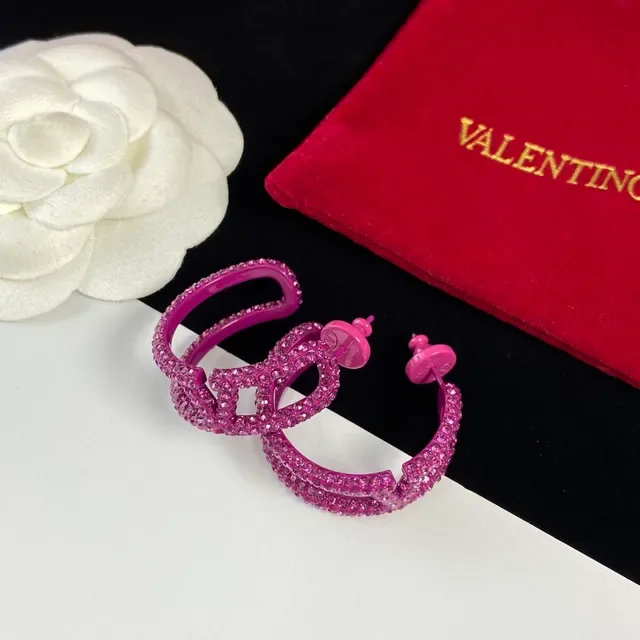 Valentino 螺旋镶嵌水晶 Fuchsia 耳环 4