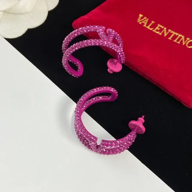 Valentino 螺旋镶嵌水晶 Fuchsia 耳环 5