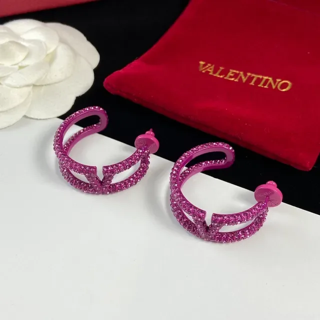Valentino 螺旋镶嵌水晶 Fuchsia 耳环 6