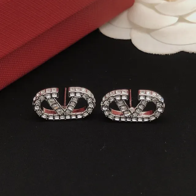 Valentino VLOGO 镶嵌水晶银色耳钉 8