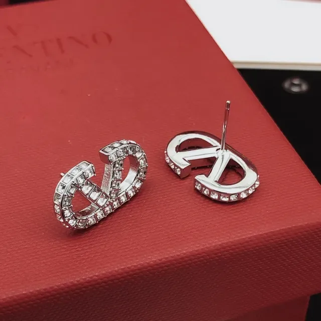 Valentino VLOGO 镶嵌水晶银色耳钉 9