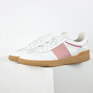 Valentino Tênis Lifestyle Branco e Rosa com Parte Superior de Couro e Solado de Borracha