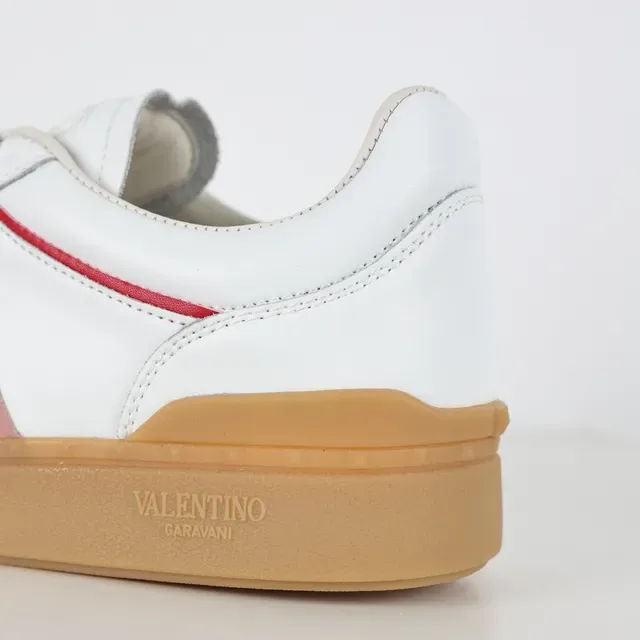 Valentino White Pink Leather Upper Gum Rubber Sole Lifestyle Sneakers 4