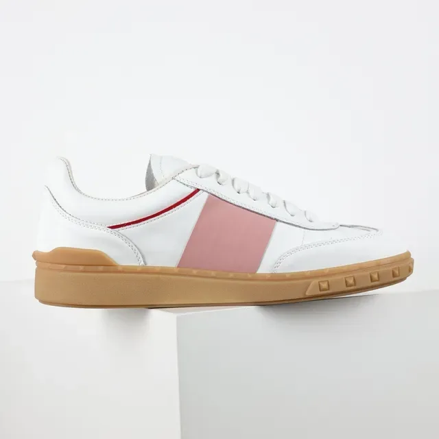 Valentino White Pink Leather Upper Gum Rubber Sole Lifestyle Sneakers 7