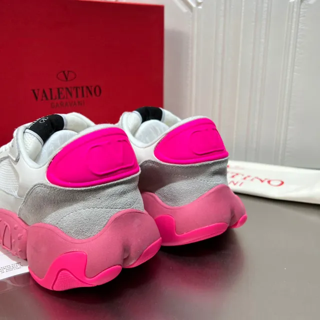 Valentino Branco Rosa Plataforma Sola Malha E Camurça Superior Tênis Chunky 5