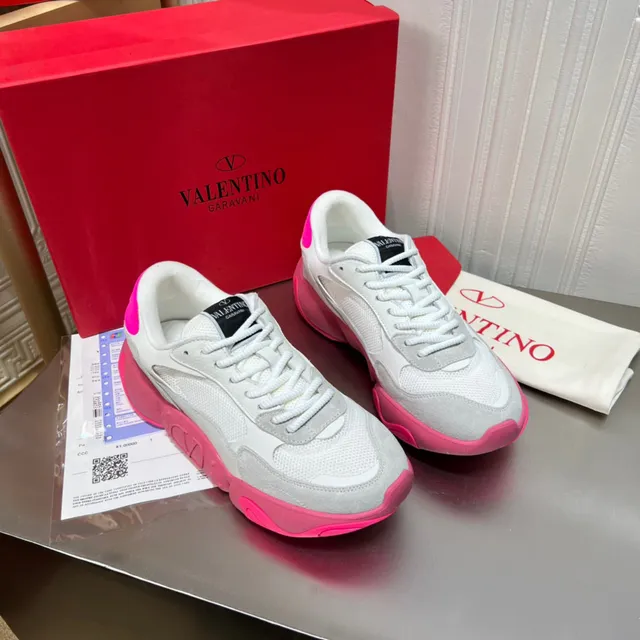Valentino Branco Rosa Plataforma Sola Malha E Camurça Superior Tênis Chunky 8
