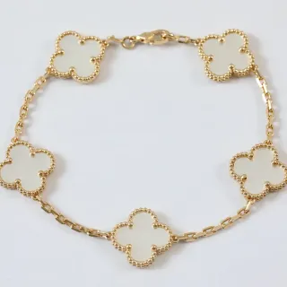Van Cleef & Arpels Alhambra 五 motif 白色珍珠母金手链