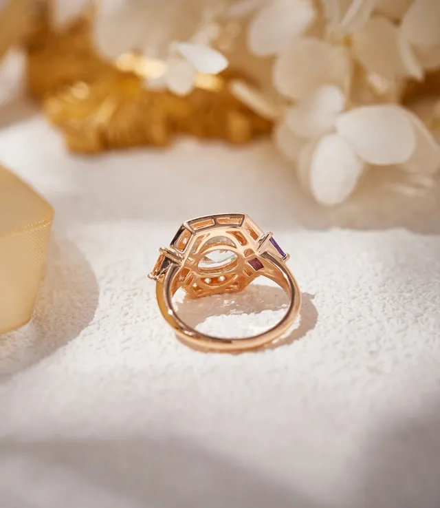 Van Cleef & Arpels 蓝色紫色几何光环多宝石戒指 3