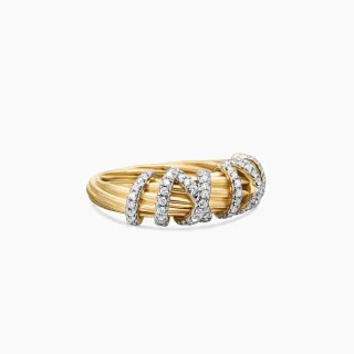 Van Cleef & Arpels Multi-Band Pavé Diamond Ribbed Gold Ring