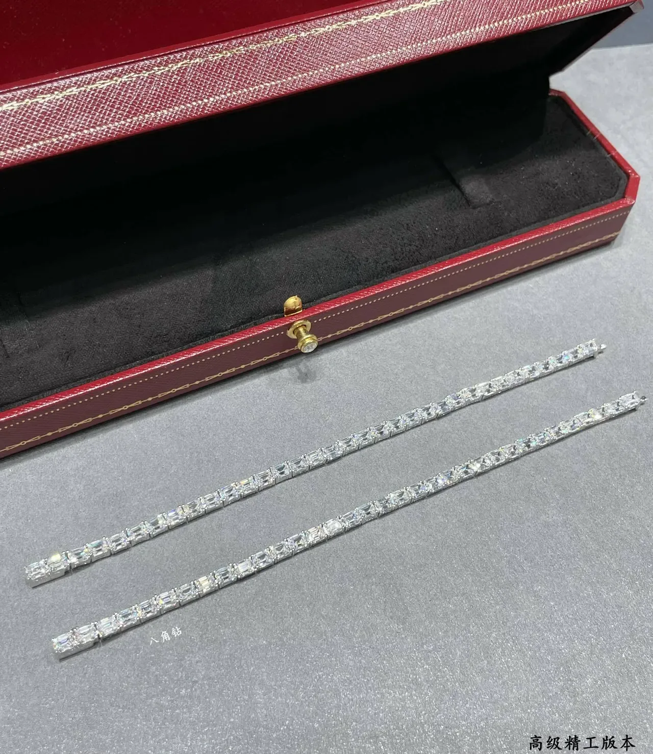 Van Cleef & Arpels Silver Channel-Set Emerald-Cut Stones Continuous Line Design Bracelet 3