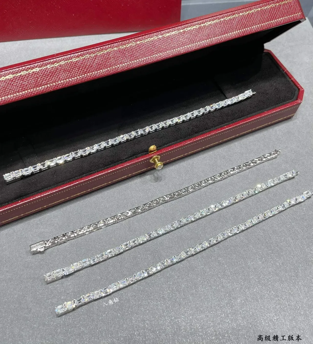 Van Cleef & Arpels Silver Channel-Set Emerald-Cut Stones Continuous Line Design Bracelet 5