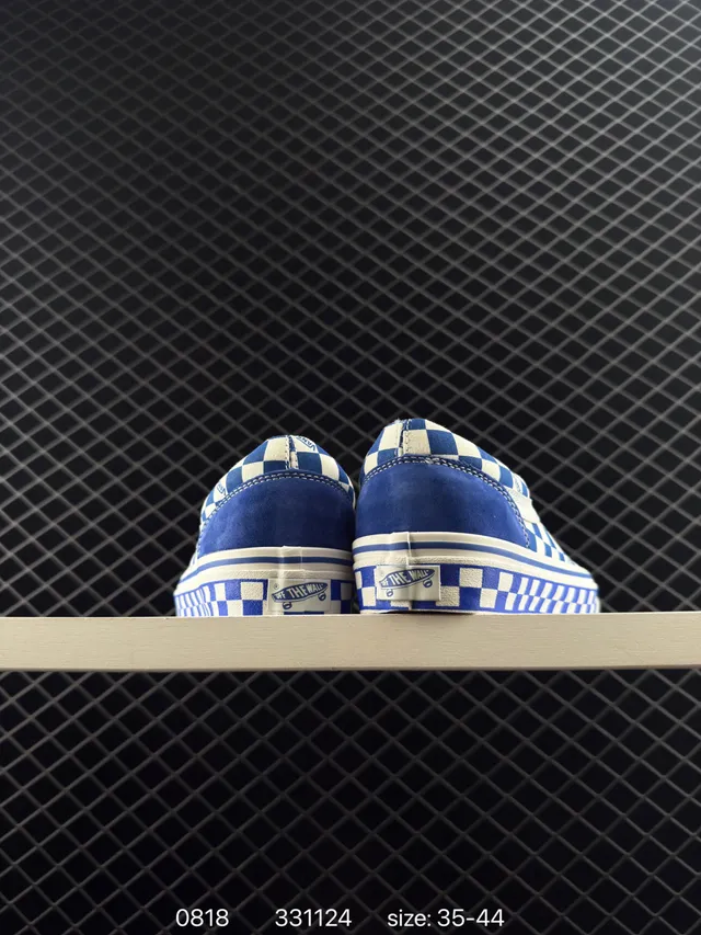 Vans Old Skool Blue and White Checkerboard Skateboard Shoes 3