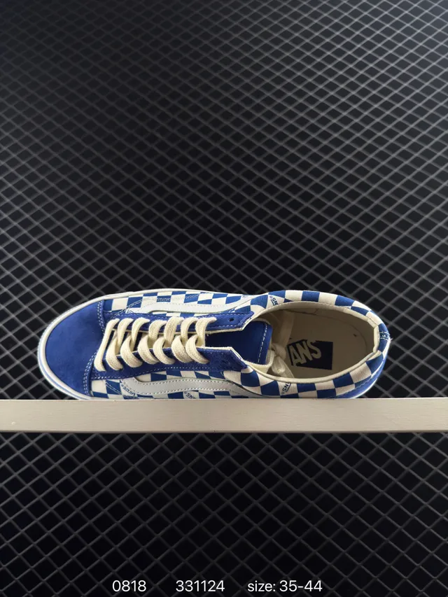 Vans Old Skool Blue and White Checkerboard Skateboard Shoes 4