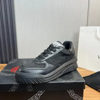 Versace Preto Solado Chunky Embossado Padrão Greca Lifestyle Sneakers