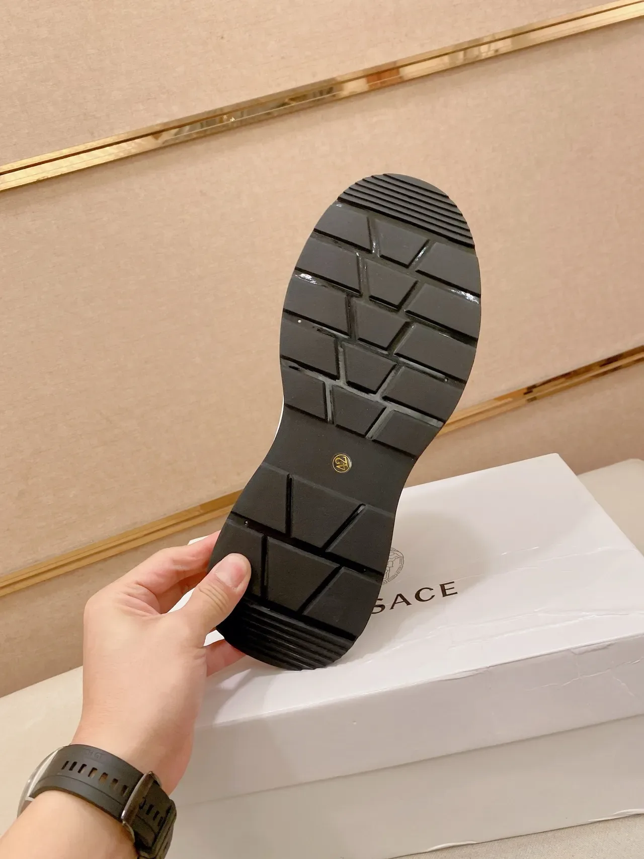 Versace Black Gold Medusa-Print Upper Lion Head Heel Tab Chunky Sneakers 2