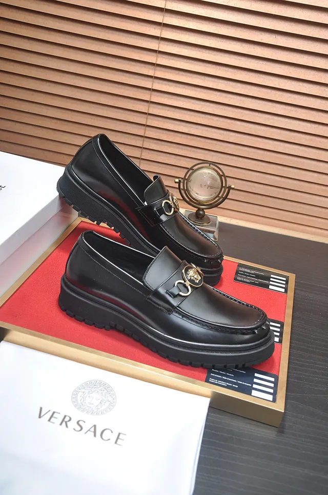 Versace Chain Reaction Cuero Negro Medusa Horsebit Mocasines 2