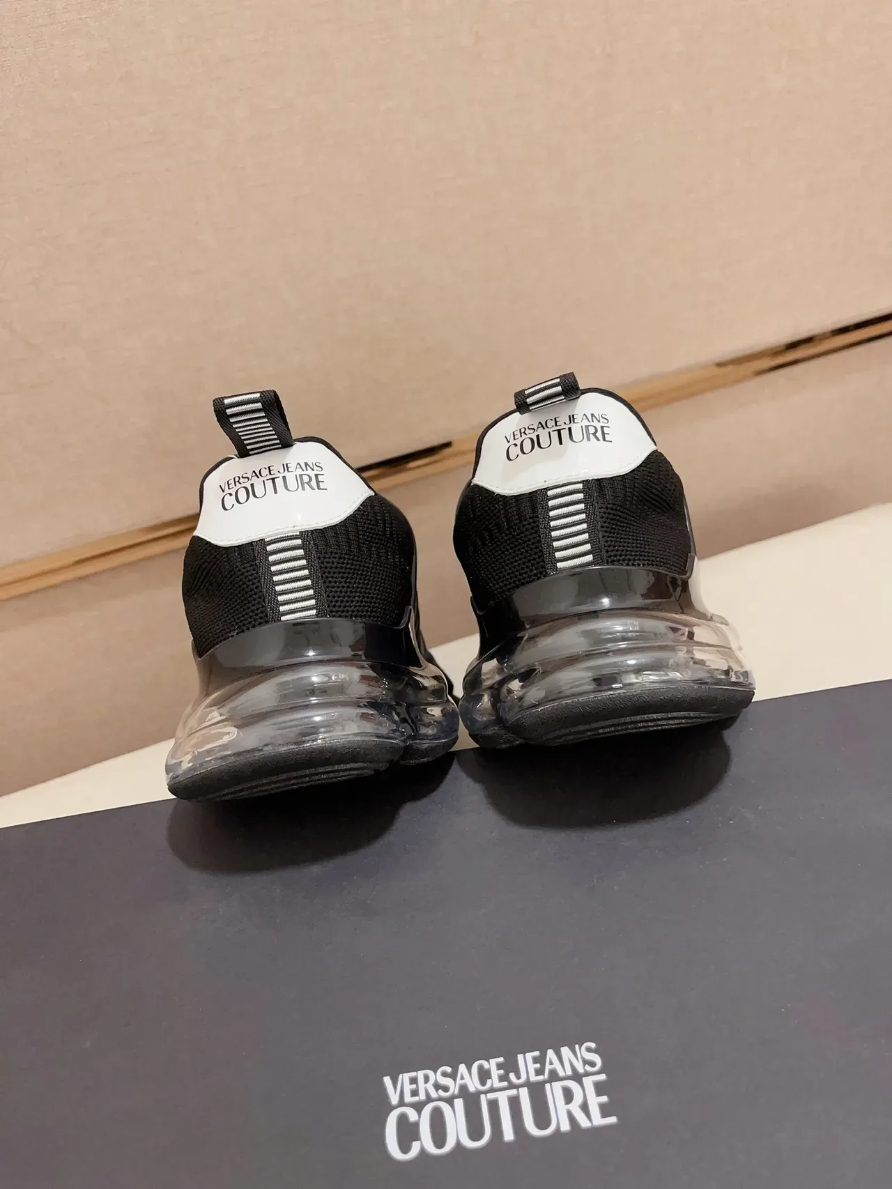 Versace Chain Reaction Black White Transparent Lifestyle Sneakers 4
