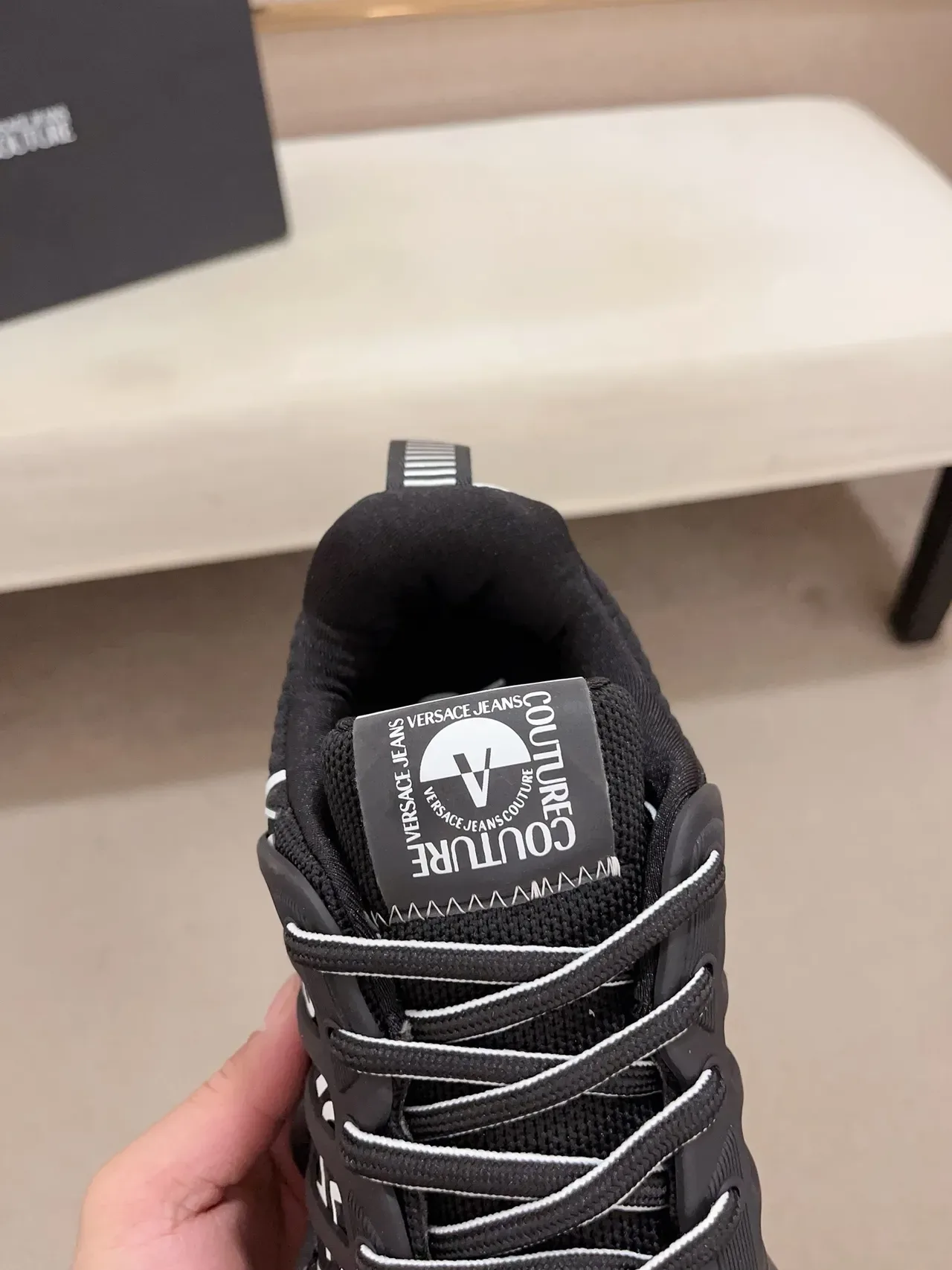 Versace Chain Reaction Black White Transparent Lifestyle Sneakers 5