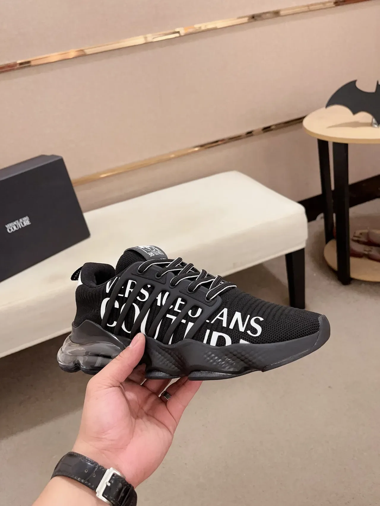 Versace Chain Reaction Black White Transparent Lifestyle Sneakers 6