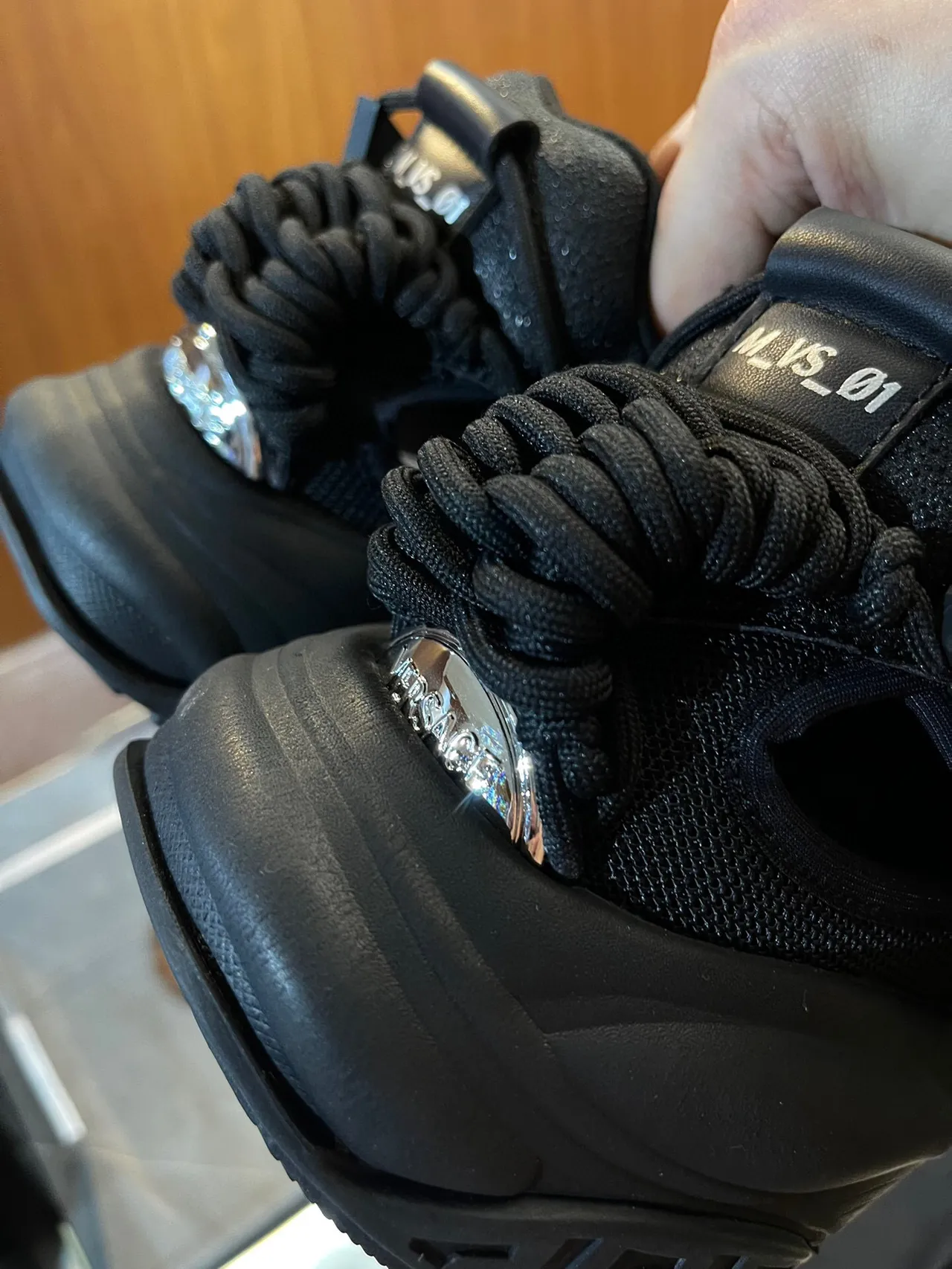 Versace Chain Reaction Sapatilhas Chunky com Bico Trançado Preto 6
