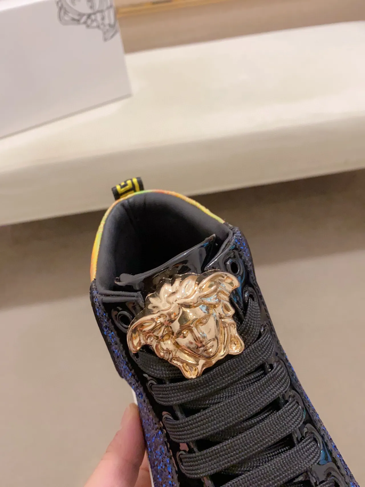 Versace Chain Reaction Blue Glitter Medusa High-Top Lifestyle Sneakers 5