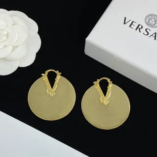 Versace Brincos de disco circular de metal dourado