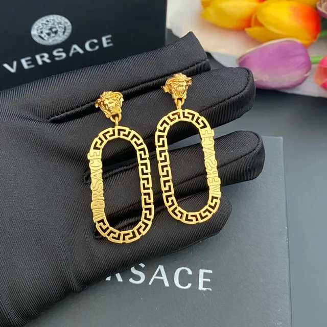 Versace Greca Odissea Dorado Cabeza Medusa Aros Ovales 6
