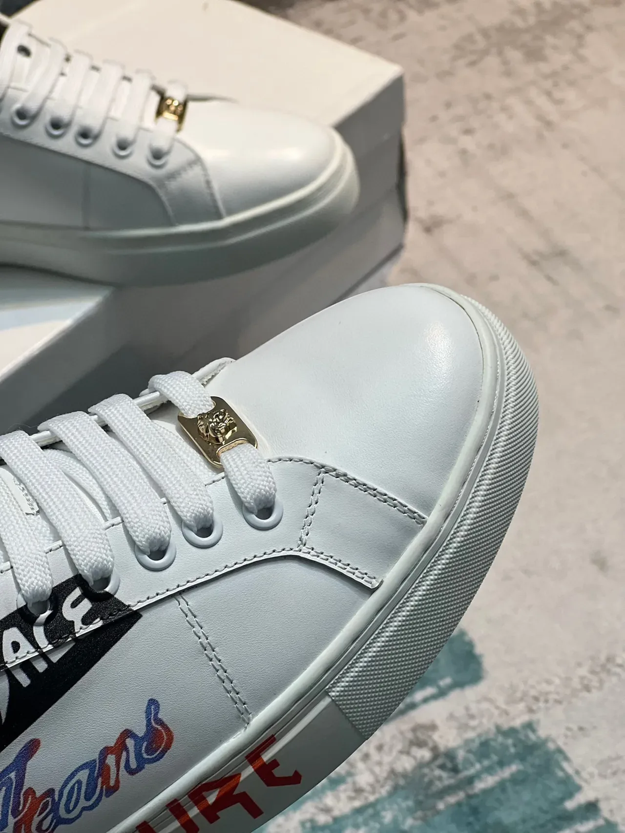 Versace Jeans Couture White Pink Graphic Lifestyle Sneakers 3