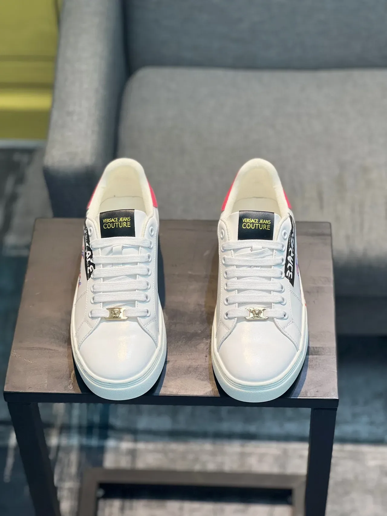 Versace Jeans Couture White Pink Graphic Lifestyle Sneakers 6