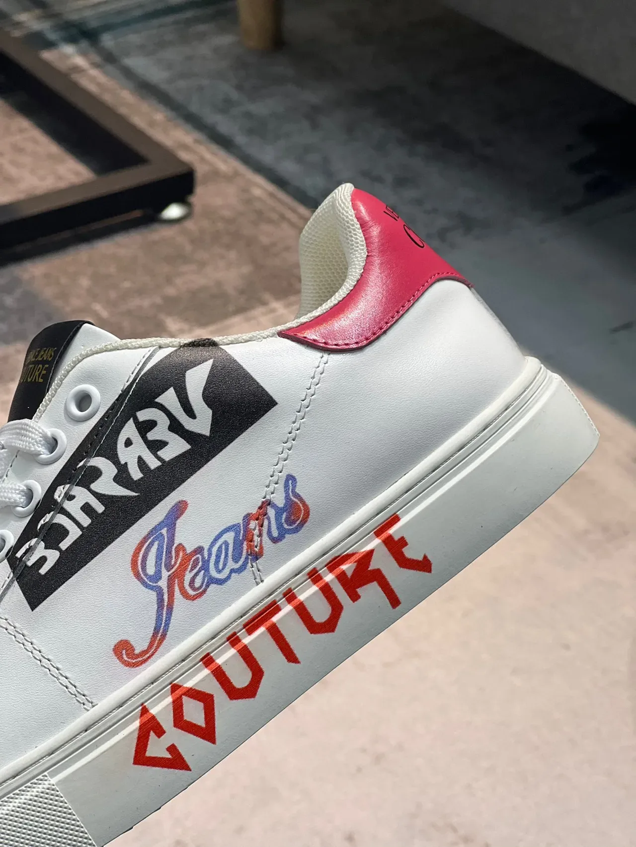 Versace Jeans Couture White Pink Graphic Lifestyle Sneakers 7