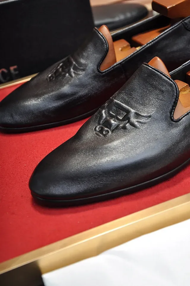 Versace Loafer Black Brown Leather Embossed Medusa Head Loafer 4